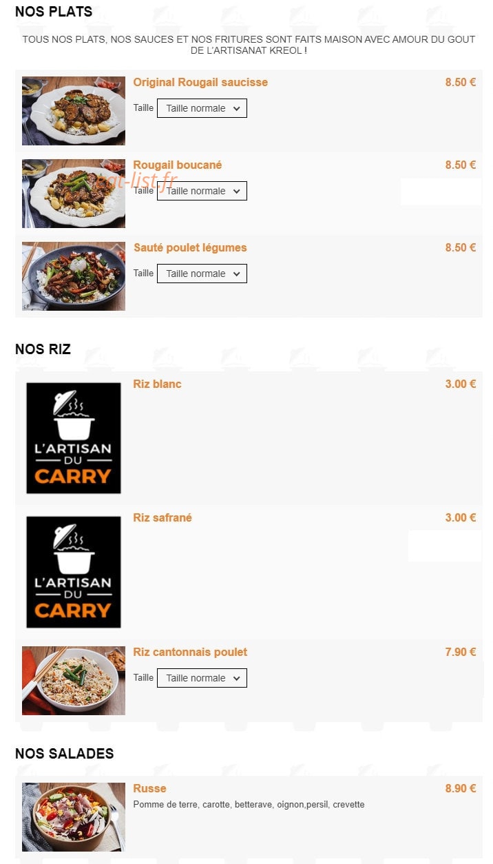 Artisan du Carry — carte page 1