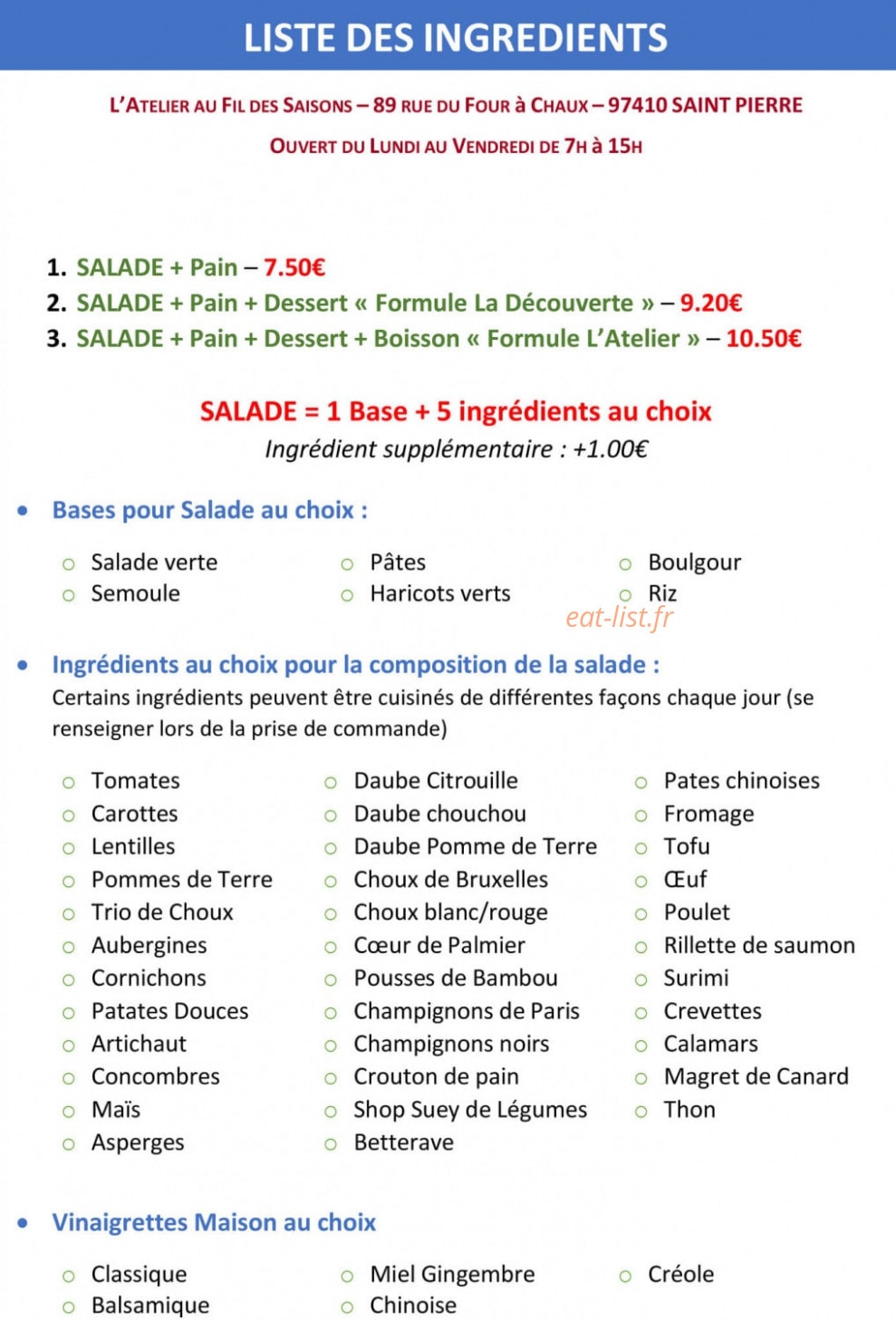 Atelier au fil des saisons — carte page 1