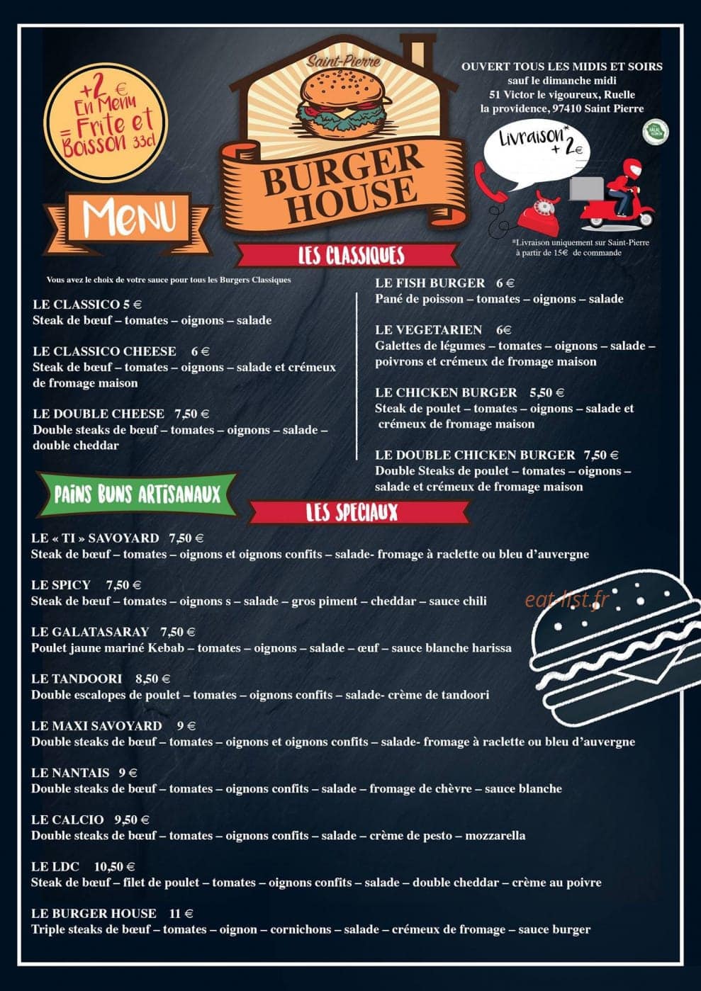 Burger House à Saint Pierre menu en ligne