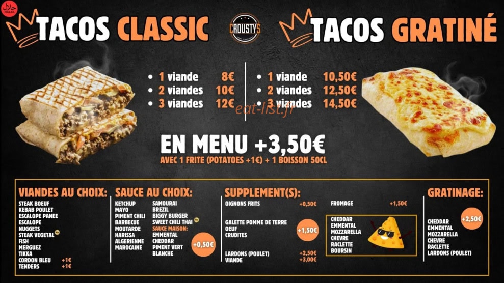 Crousty’s — carte page 1