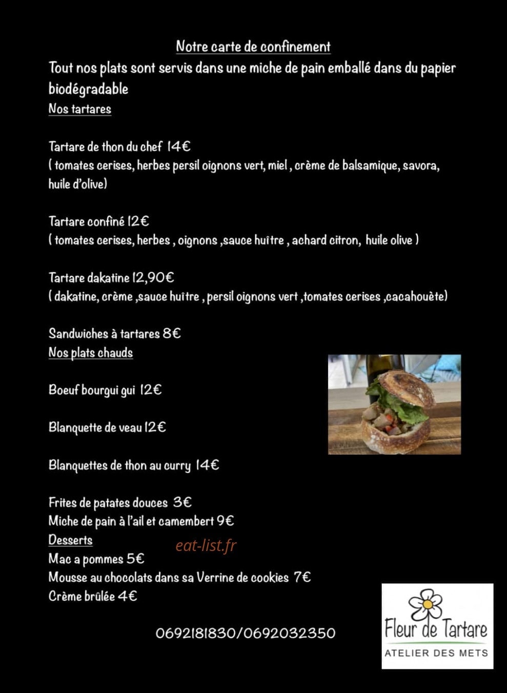 Fleur de Tartare atelier des mets — carte page 2
