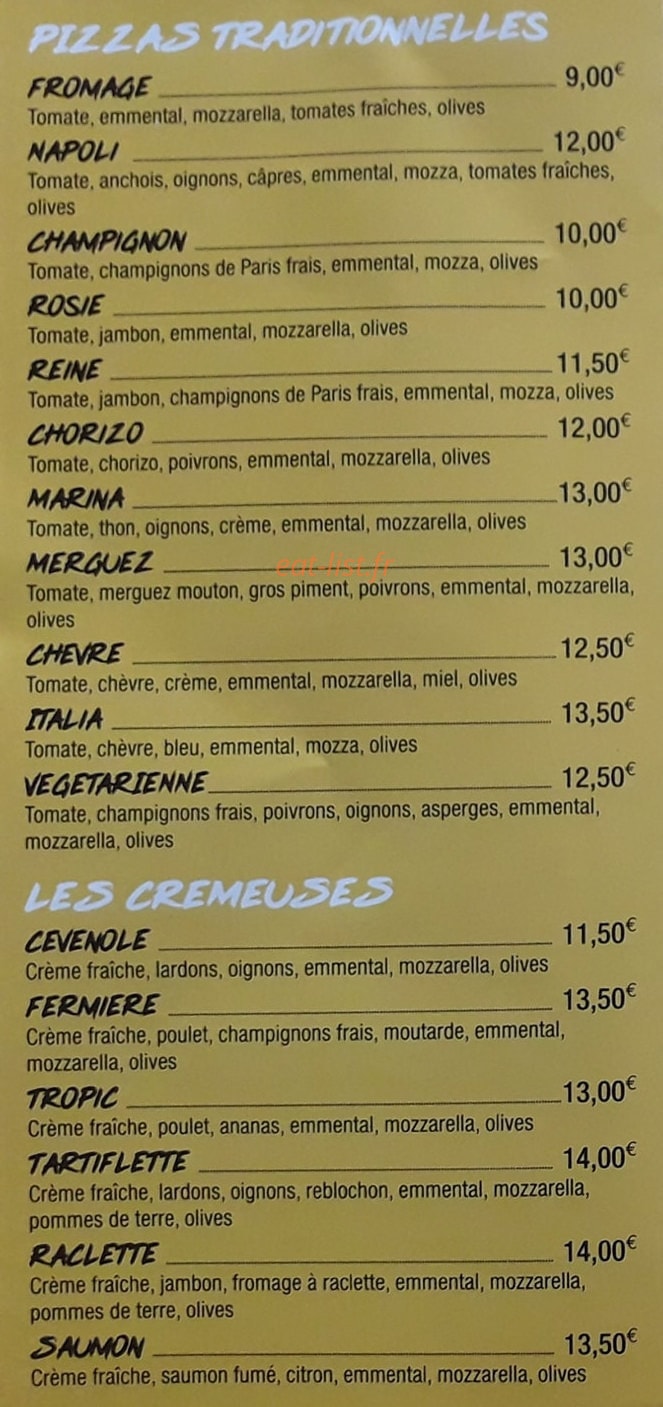 House Pizza — carte page 2