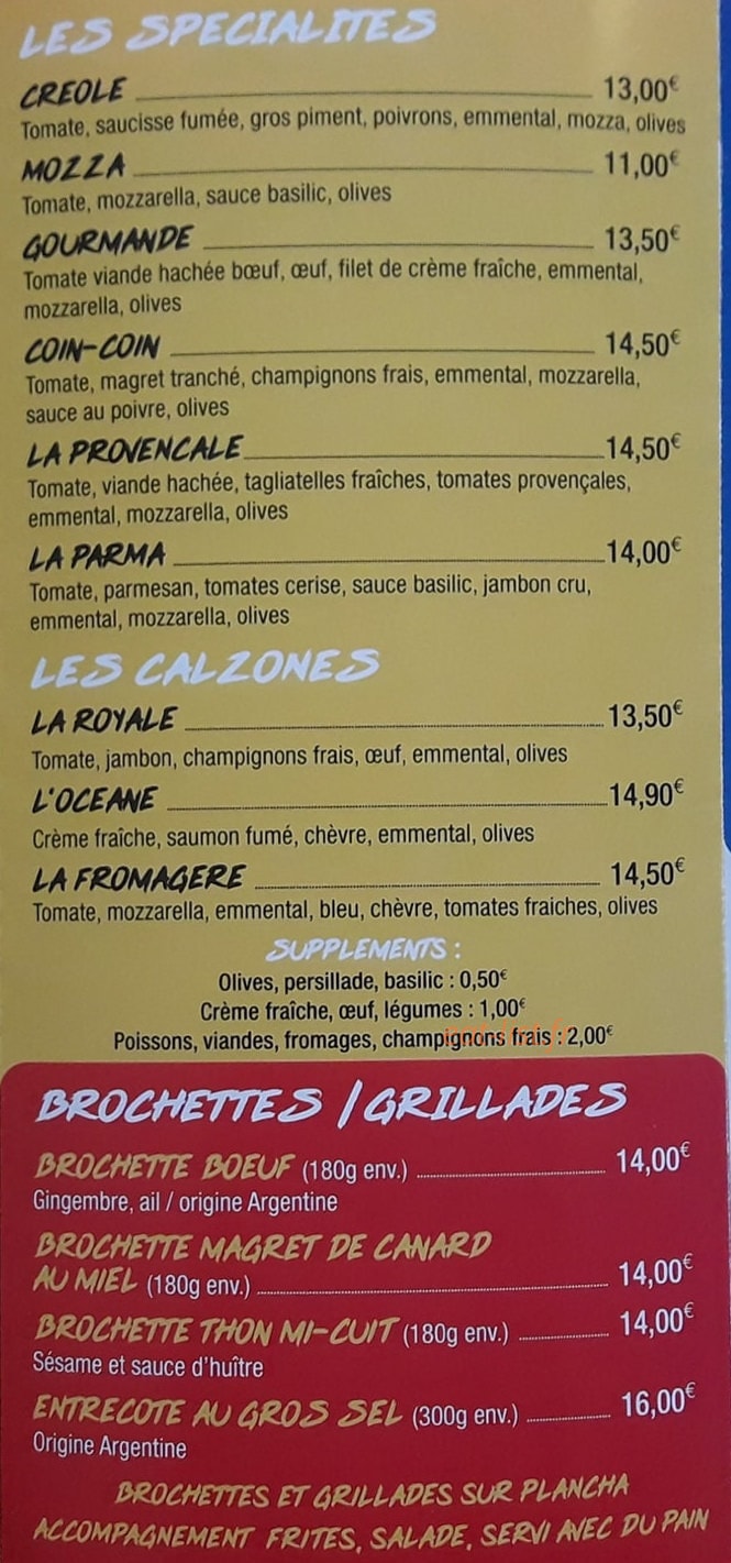 House Pizza — carte page 3