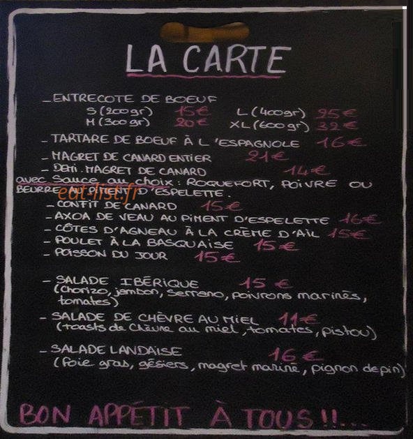 La Bodega — carte page 1