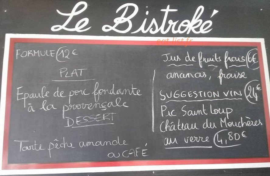 Le bistroké — carte page 1