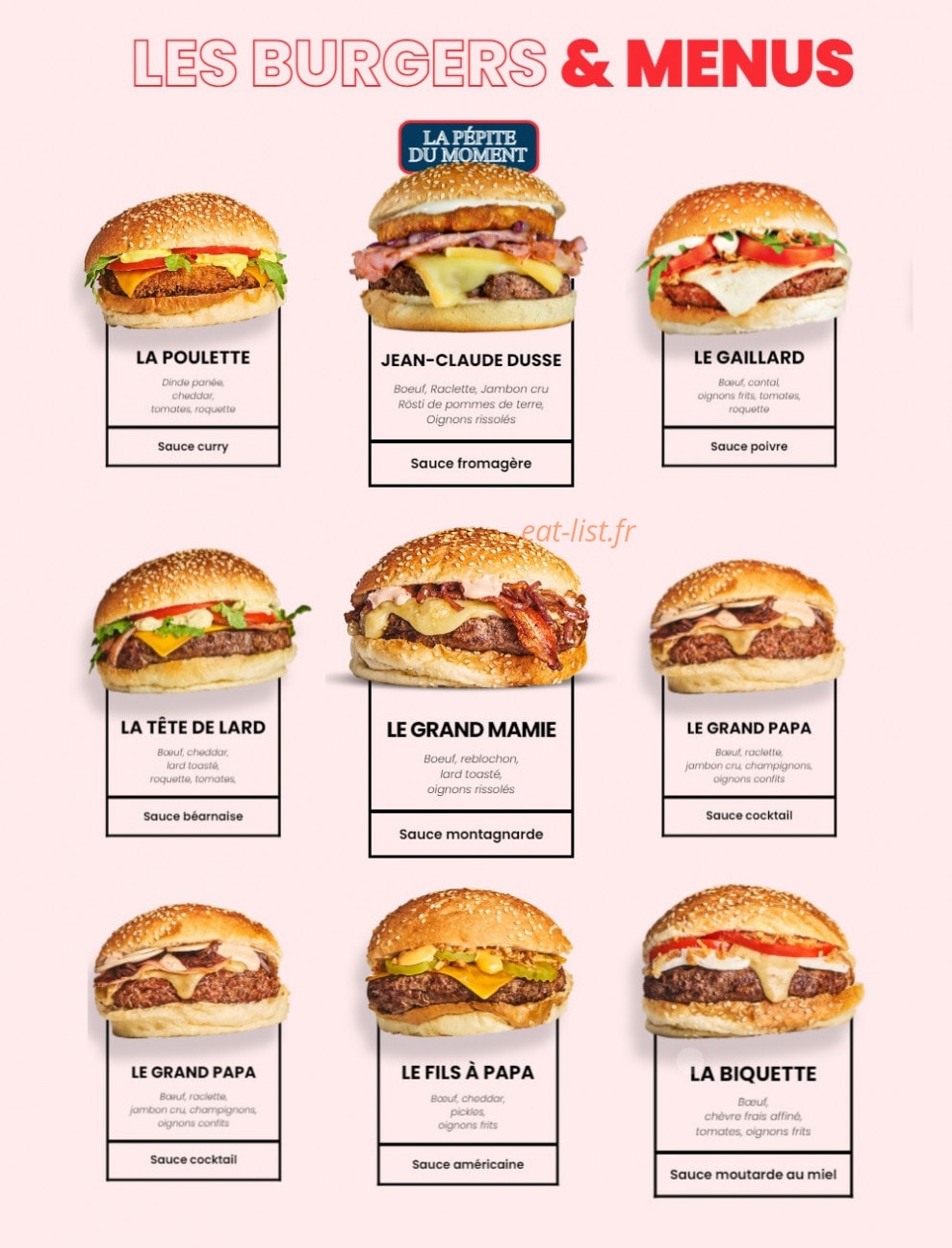 Les Burgers de Papa — carte page 1