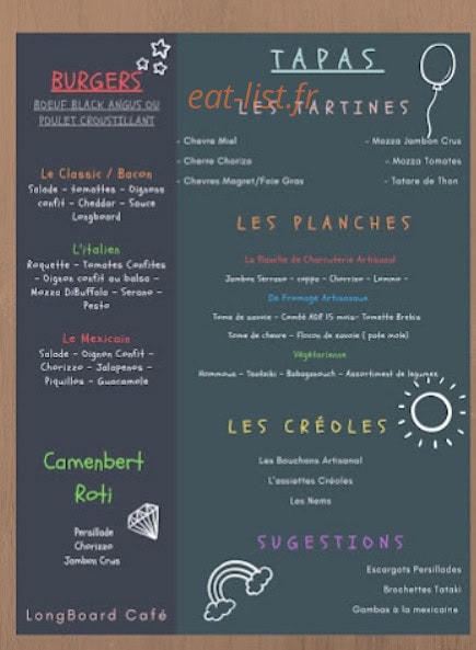 Longboard  cafe — carte page 1