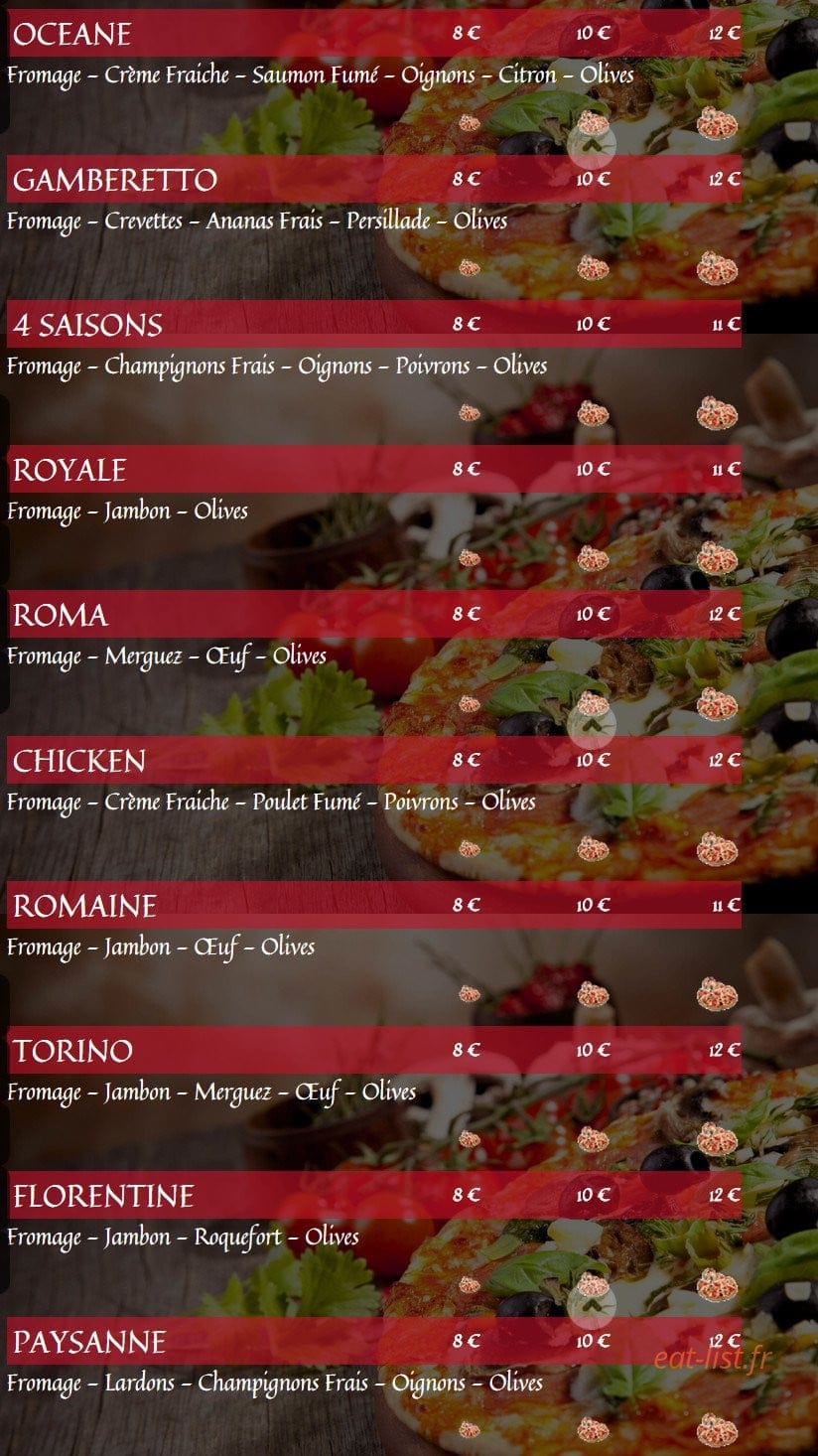 Mamzell Pizza — carte page 2