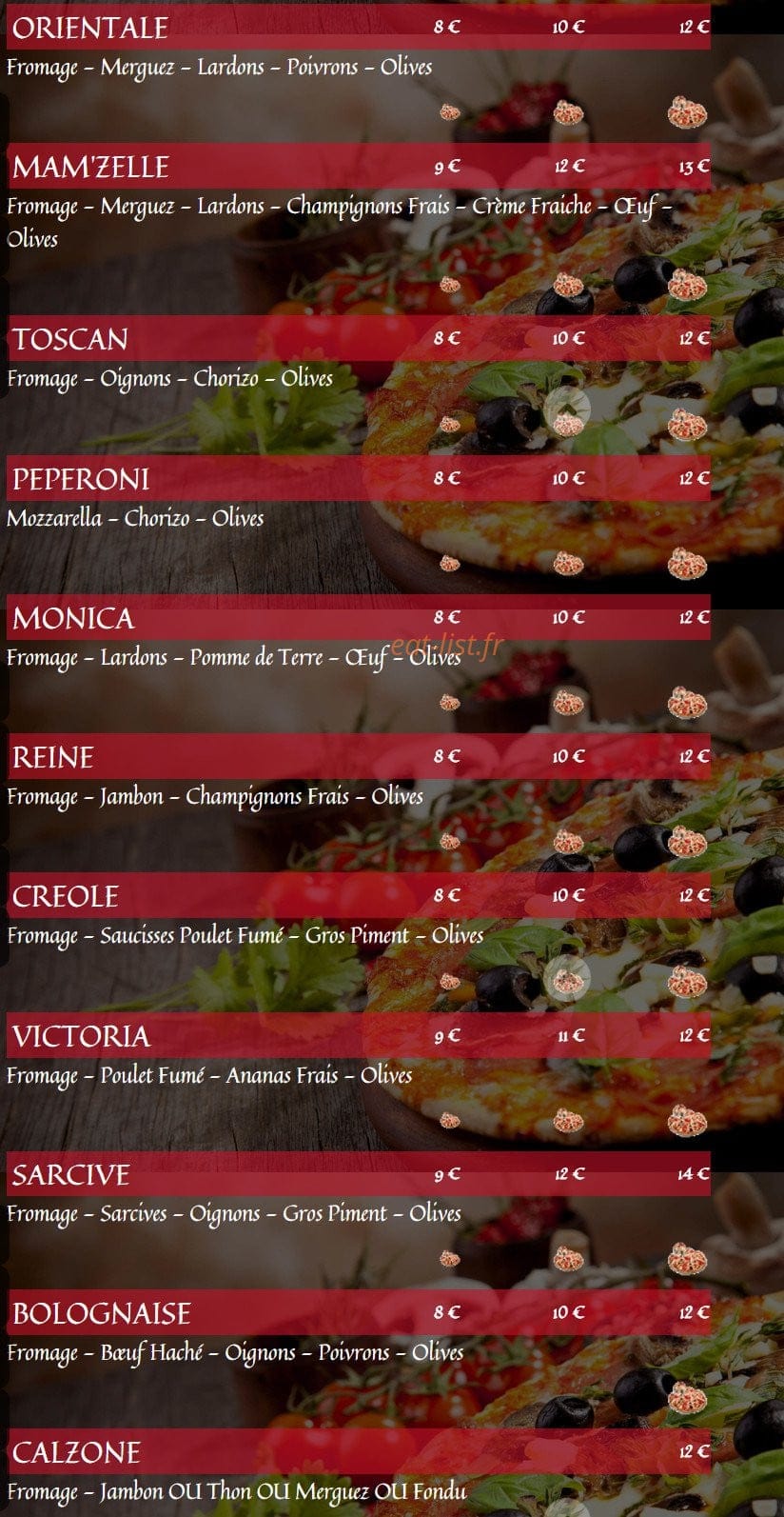 Mamzell Pizza — carte page 3