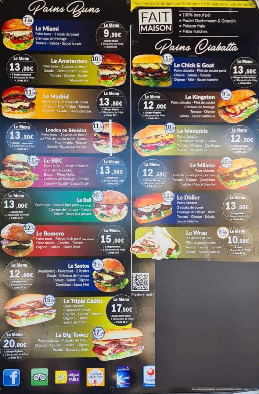 Memphis Burgers — carte page 1