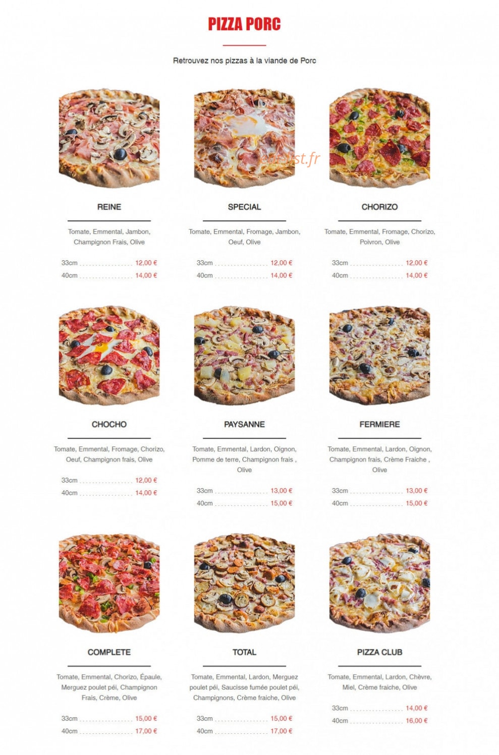 Pizza Club — carte page 3