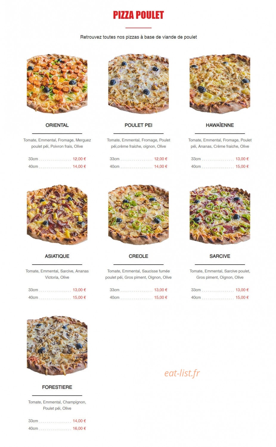 Pizza Club — carte page 1