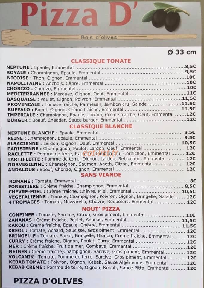 Pizza d'olives — carte page 1