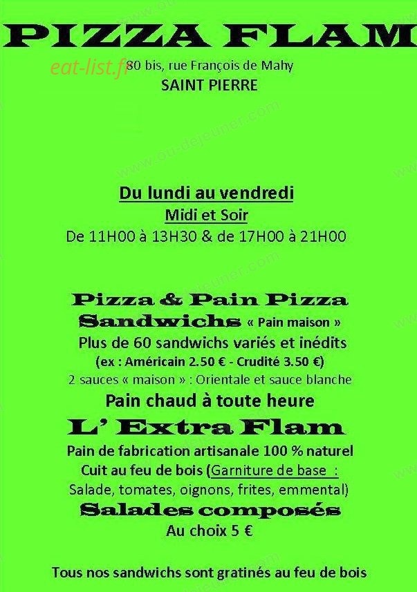 Pizza Flam — carte page 1