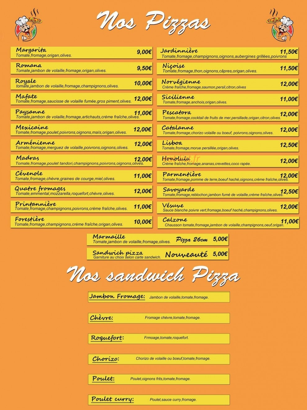Pizza Rippol — carte page 1