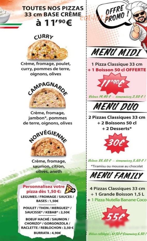 Carte et menu de Pizza Zino à Saint Pierre — Pizzas et menus