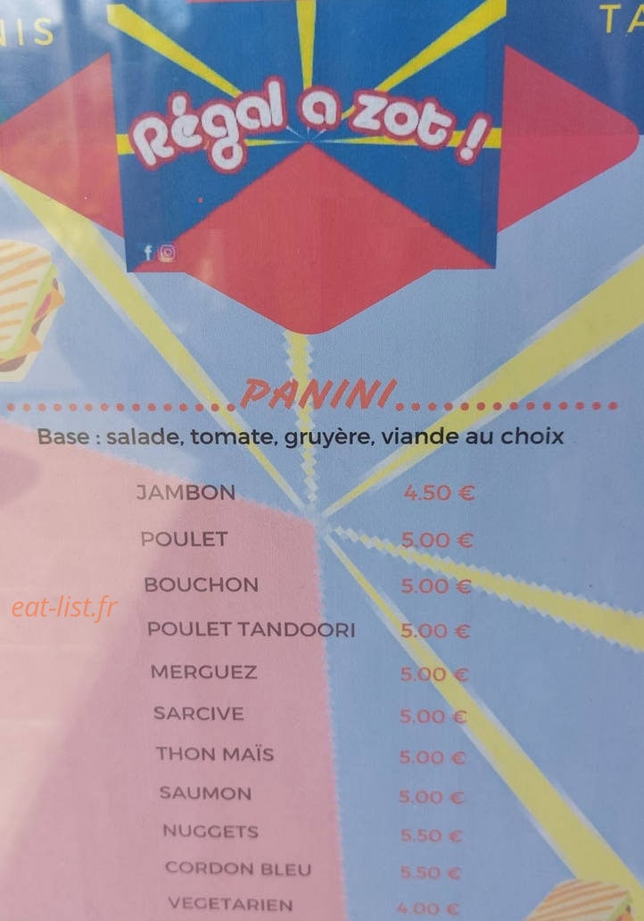 Régal a zot — carte page 7