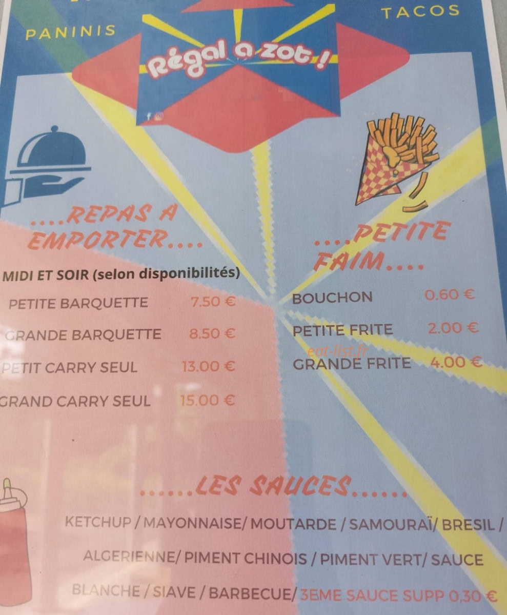 Régal a zot — carte page 2