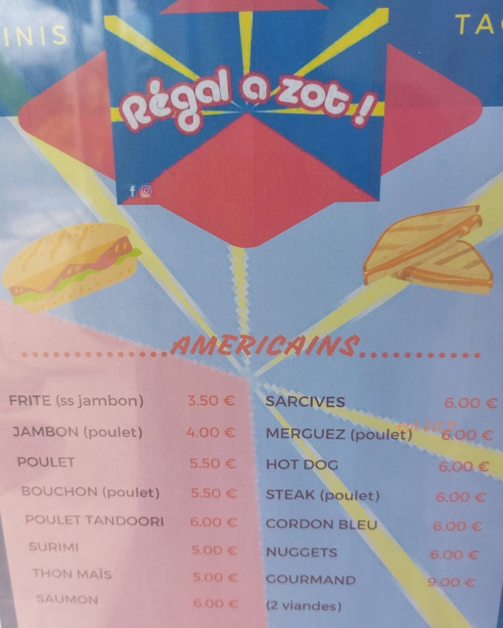 Régal a zot — carte page 5
