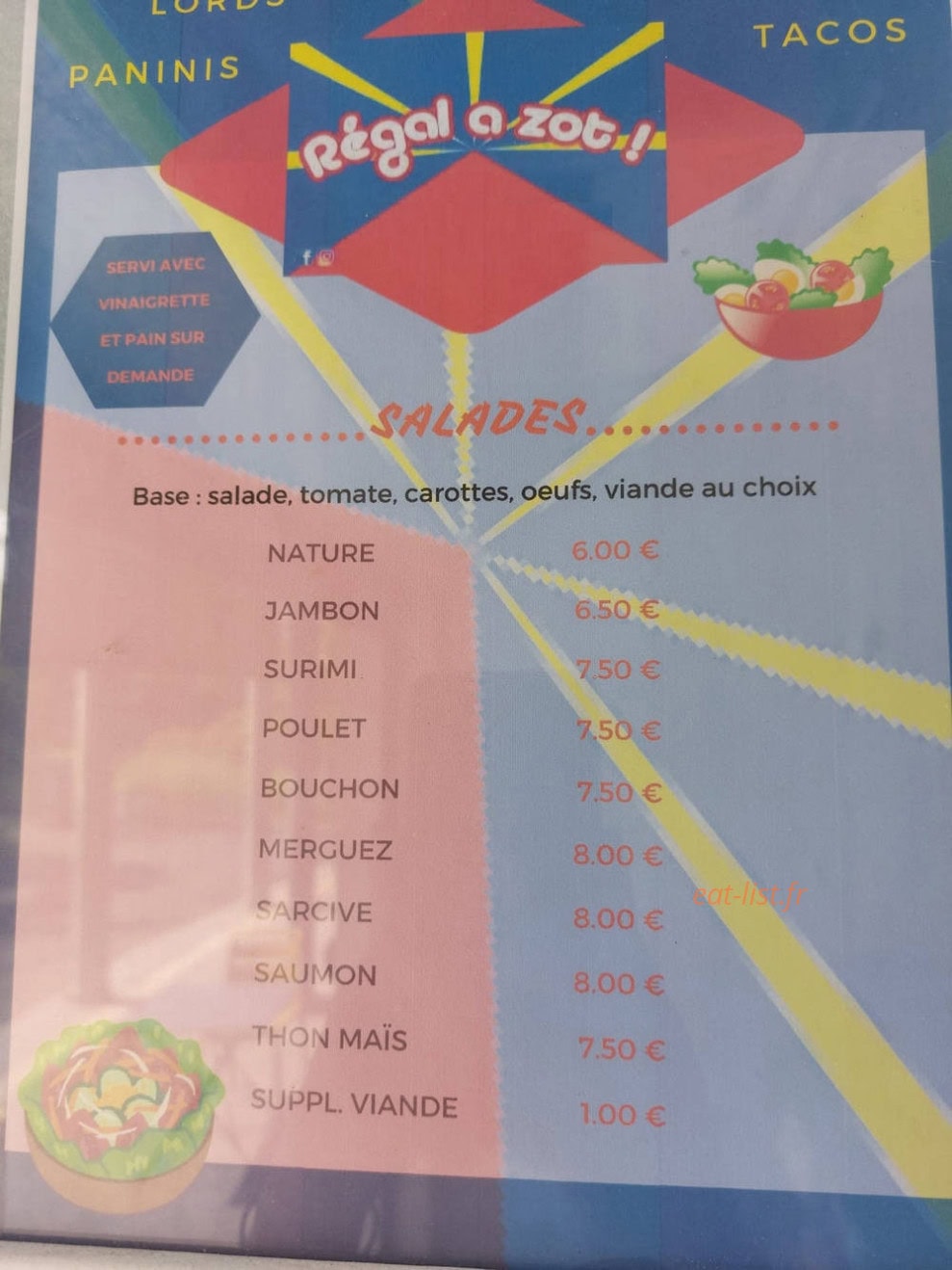 Régal a zot — carte page 3