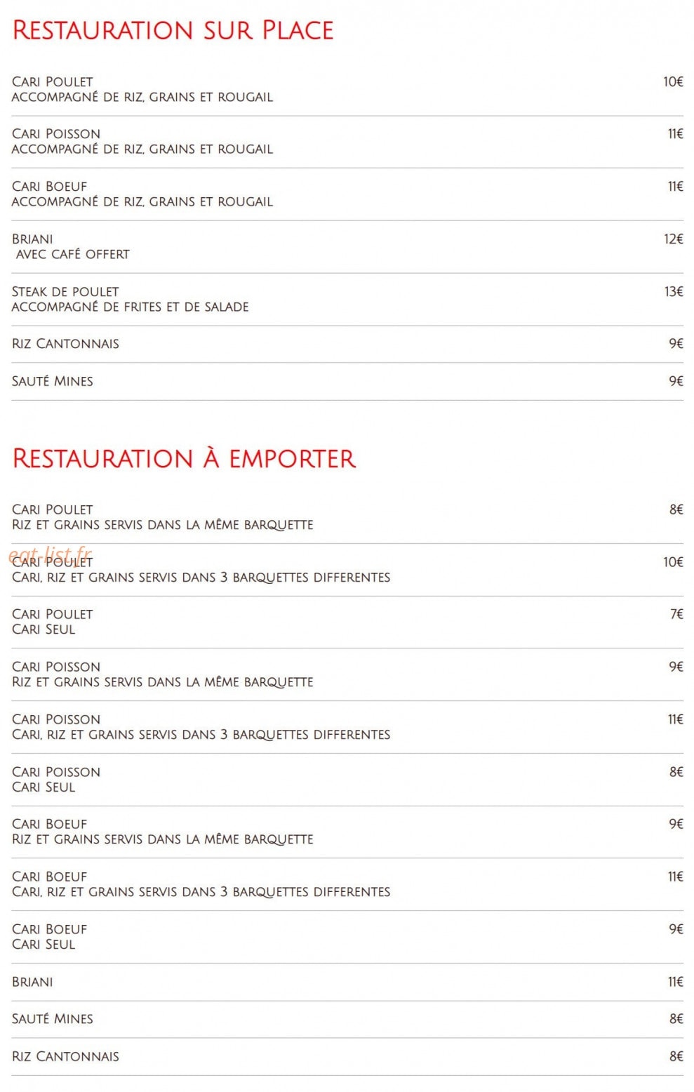 Resto + — carte page 1