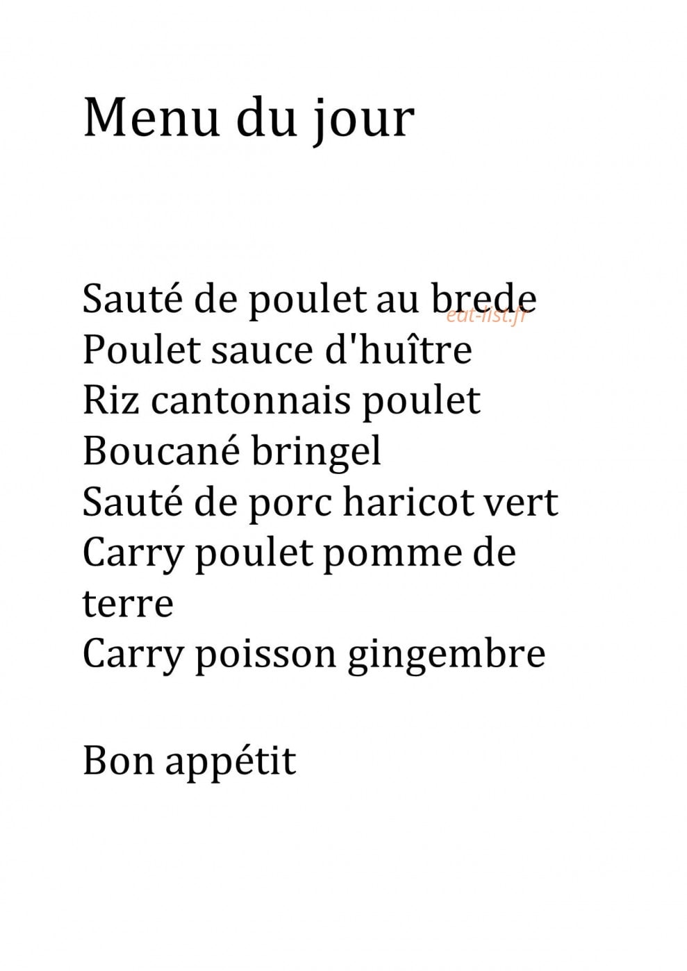 Saveur Péï — carte page 1