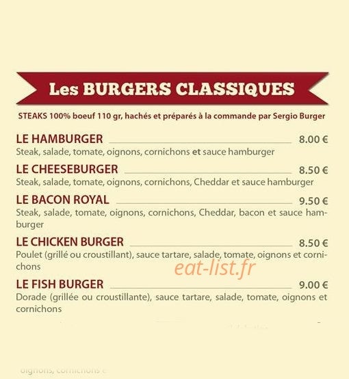 Sergio Burger — carte page 6