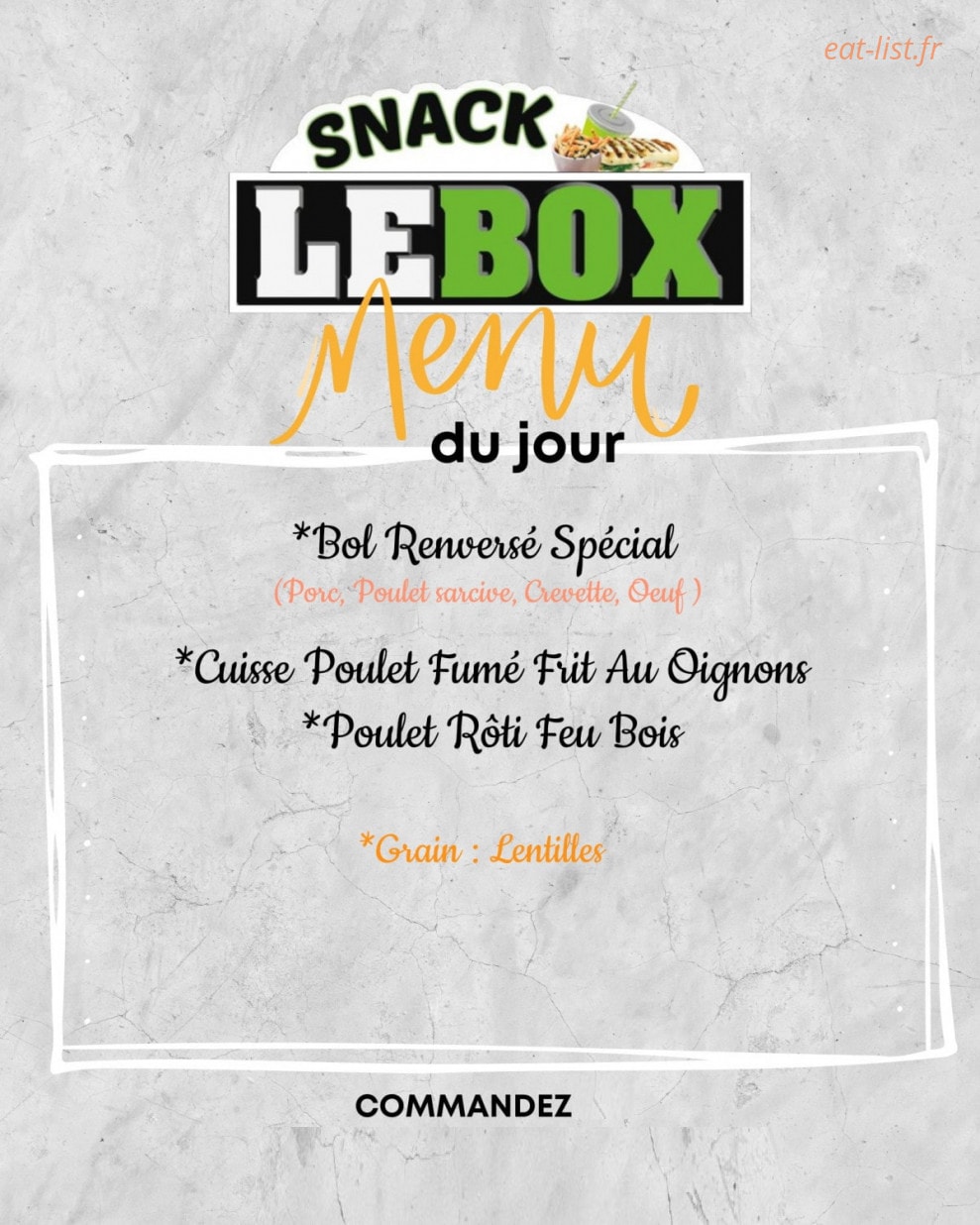 Snack Le Box — carte page 1