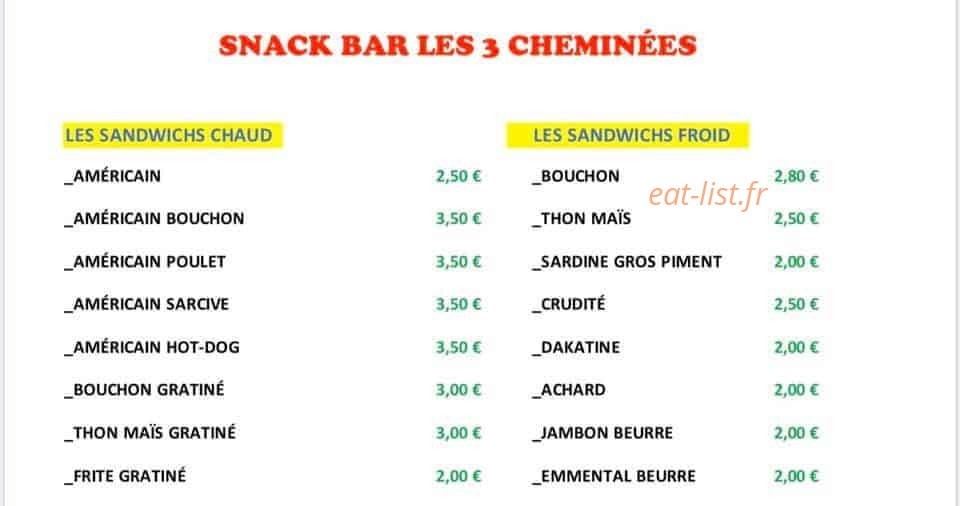 Snack les 3 cheminées — carte page 5