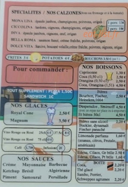 Sun Pizza — carte page 3