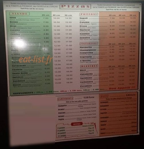 Rocco Pizza — carte page 1