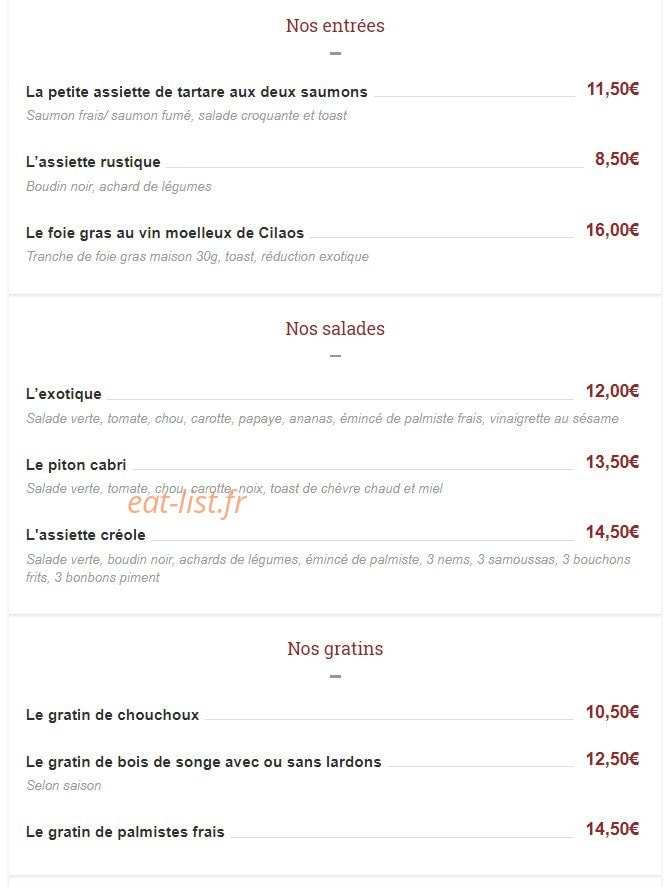 Chez Noé — carte page 2