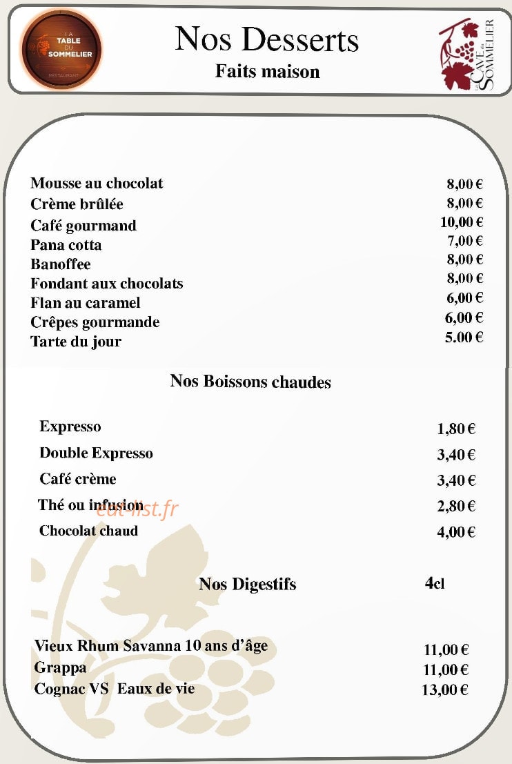 La Table du Sommelier — carte page 3