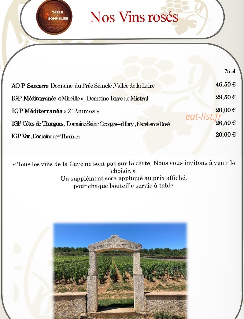 La Table du Sommelier — carte page 11