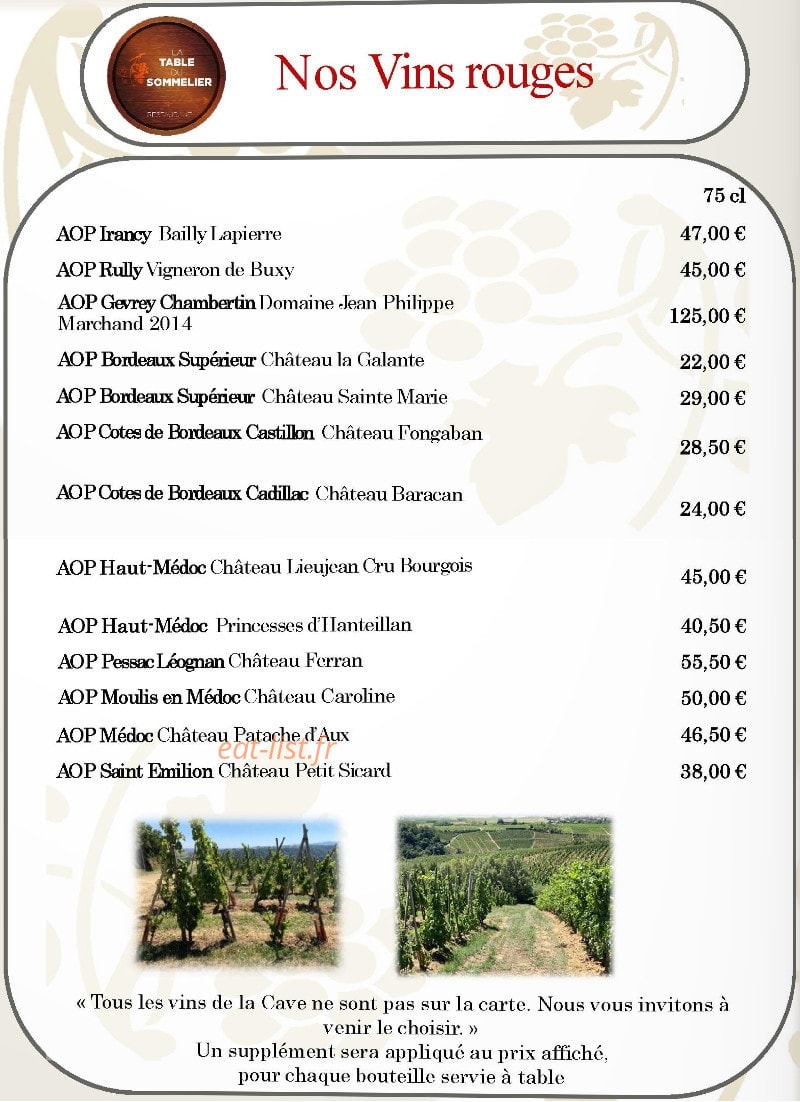 La Table du Sommelier — carte page 9