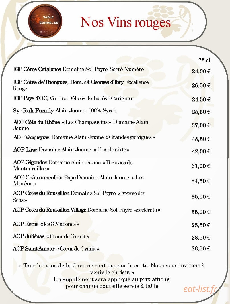 La Table du Sommelier — carte page 10