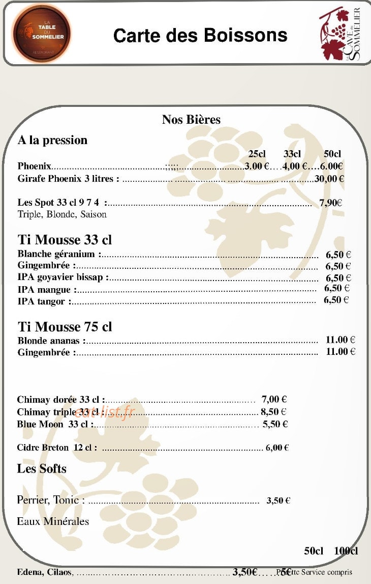 La Table du Sommelier — carte page 4