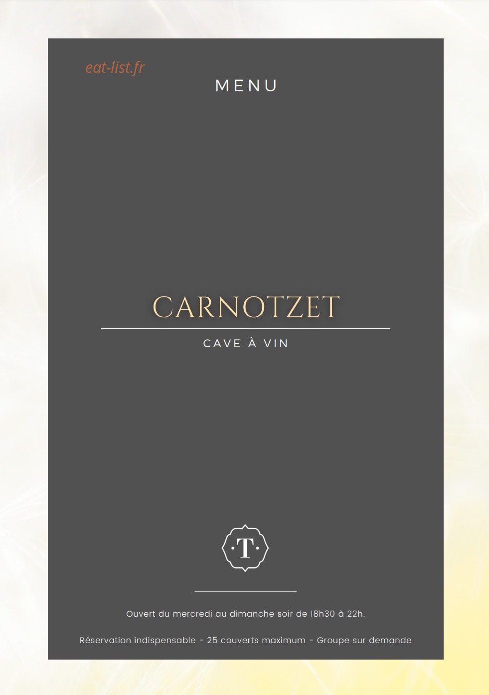 Le Carnotzet — carte page 1