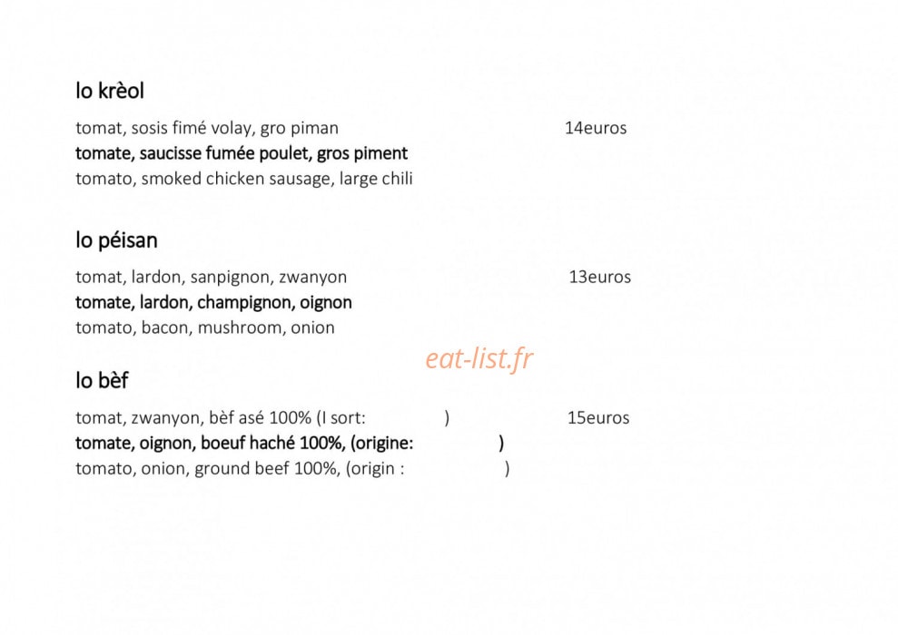 Melsam pizza — carte page 2