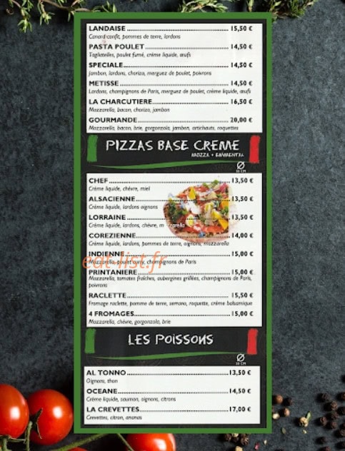Maxo pizza — carte page 1