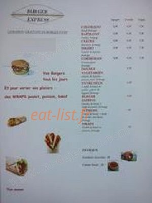 Burger Express — carte page 1