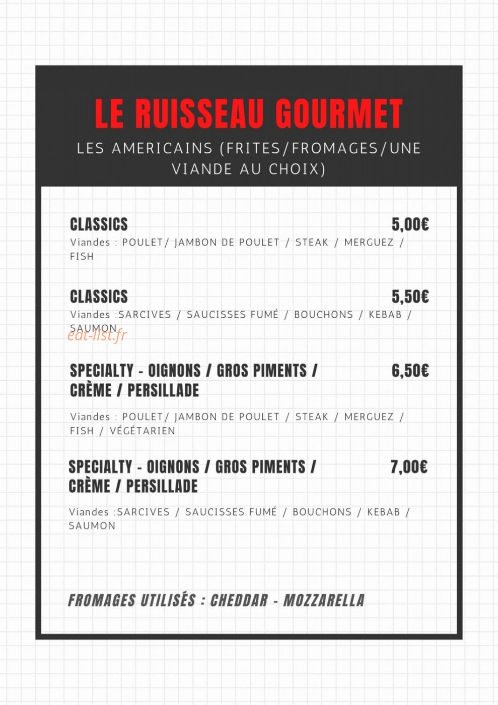 Le Ruisseau Gourmet — carte page 1