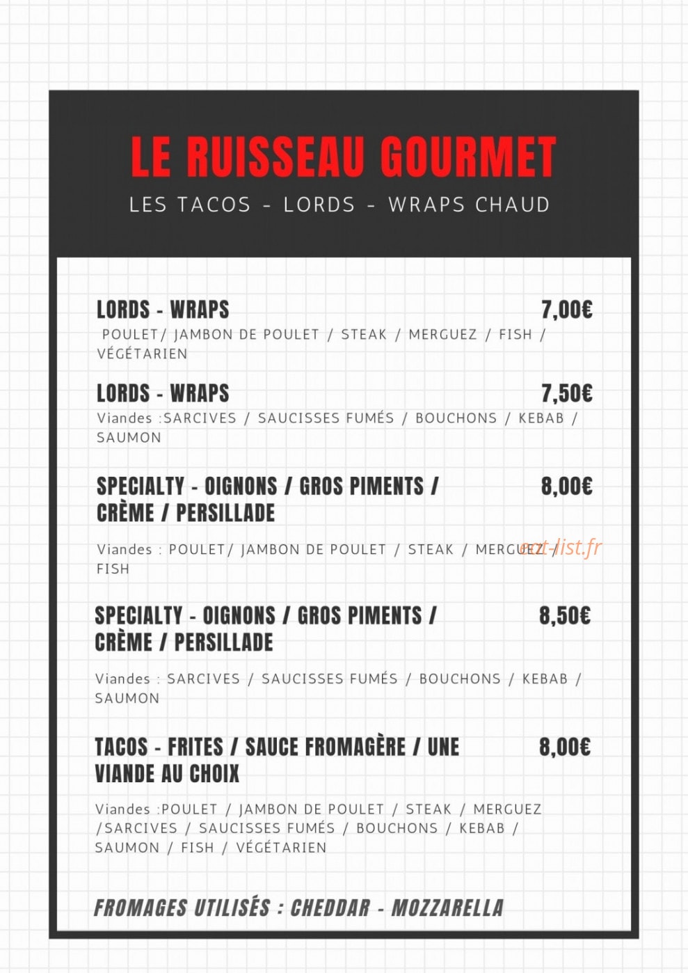 Le Ruisseau Gourmet — carte page 3