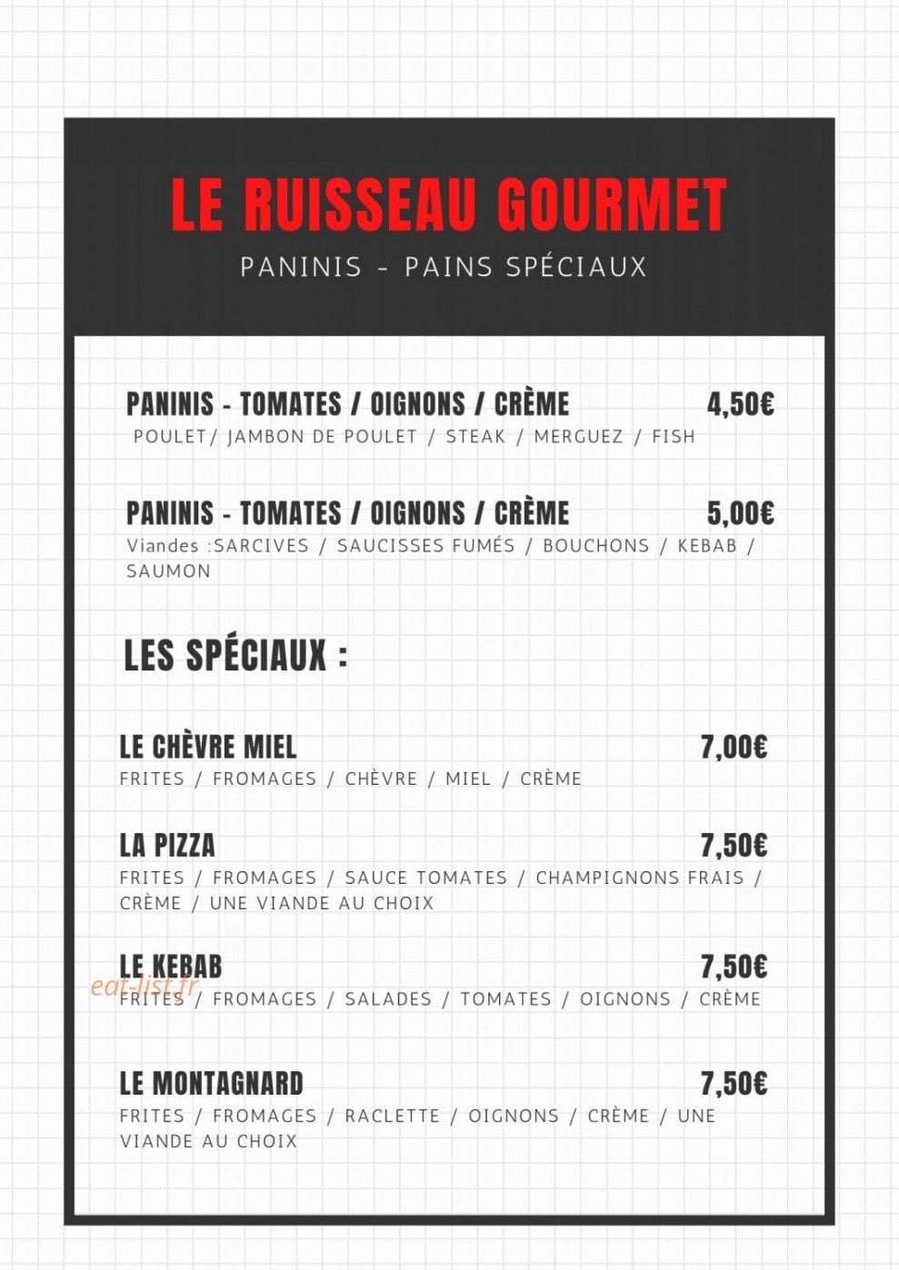 Le Ruisseau Gourmet — carte page 4