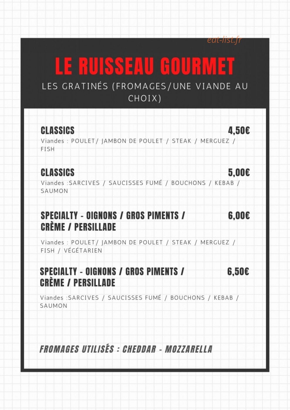 Le Ruisseau Gourmet — carte page 2
