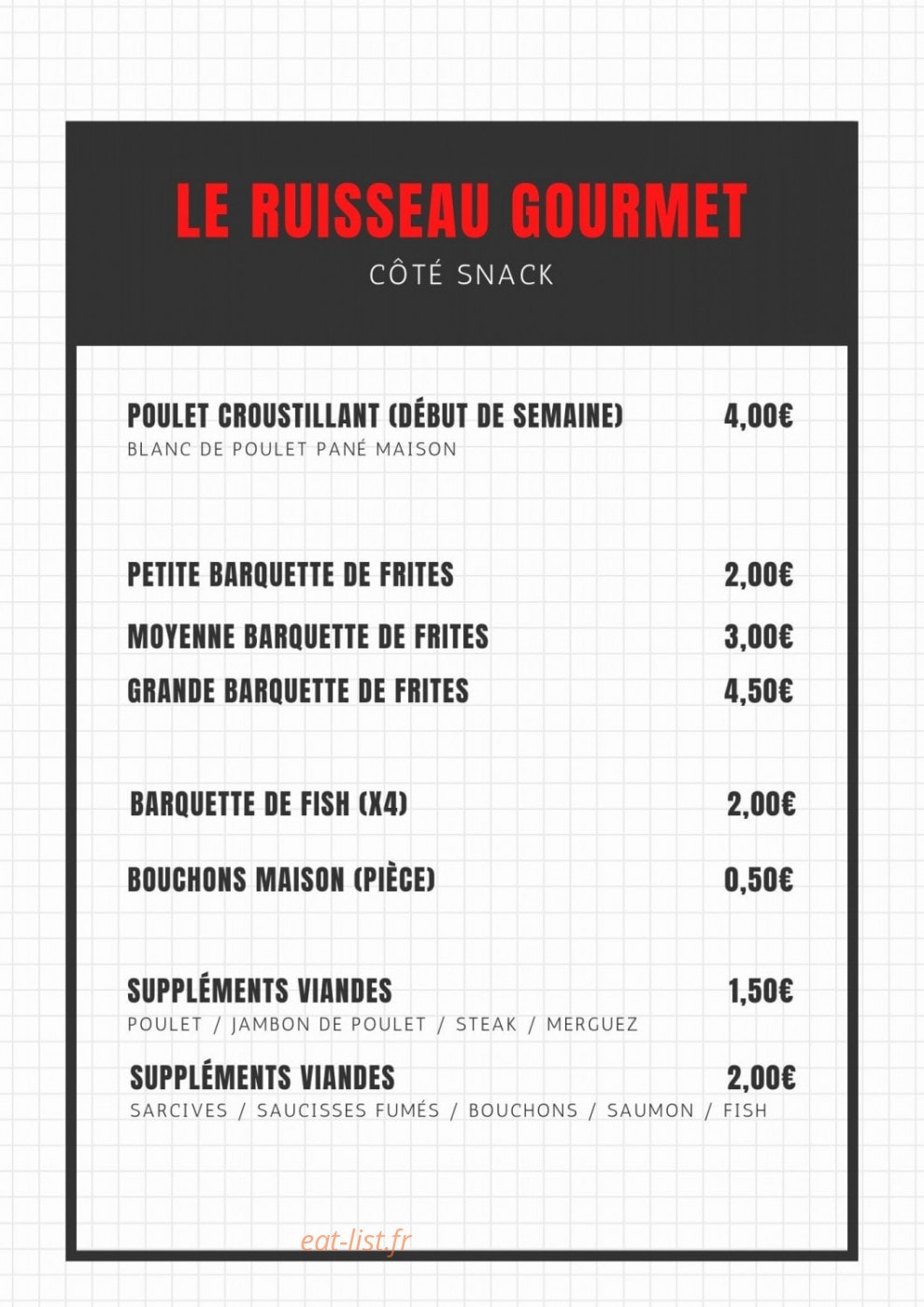 Le Ruisseau Gourmet — carte page 5