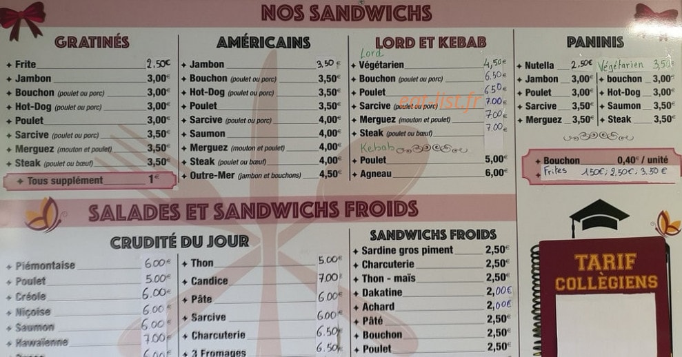 Chez Candice — carte page 1