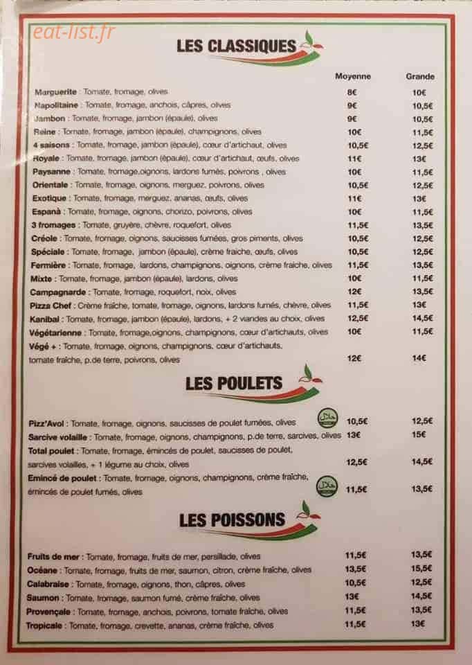 La Pizza — carte page 1