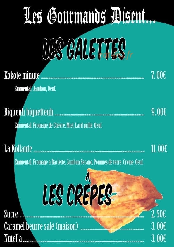 Les Gourmands Disent — carte page 2