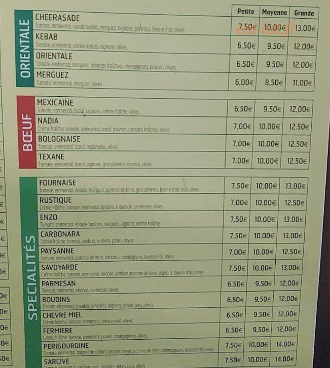 Pizza Enzo — carte page 2